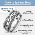 thumbnail image 6 of Fidget Anxiety Ring for Women 925 Sterling Silver Spinning Spinner Rings for Men Oxidized Concave Flower Boho Jewelry Band Meditation Stress Relief Women Size 11 Birthday Christmas Gifts, 6 of 10