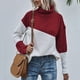 thumbnail image 2 of Gibobby SuéTer Para Mujeres Suéter de de contraste de color de manga larga con cuello de otoño e invierno para mujer(Rojo,M), 2 of 3