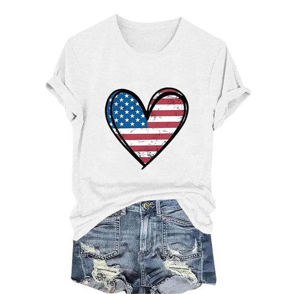VerPetridure American Flag Shirt for Women 4th of July Tee Shirt USA Stars Stripes T-Shirt Patriotic Summer Tunic Tops