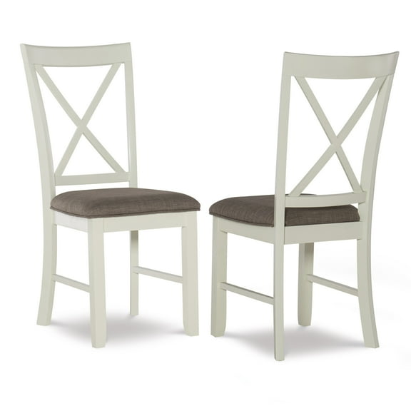 Linon Jane Set of Two X-Back Dining Side Chairs in Vanilla White Wood