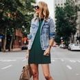 thumbnail image 5 of Horeoi Dark teal green Print Women's Sleeveless Dress Cotton-like Flared Hem Deep Side Pockets Above-Knee, 5 of 6