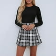 thumbnail image 3 of RUTAYY Women's Skirt Plaid Pleated Cinching Design Elastic Waist Comfortable Breathable Casual Daily Wear Chic Holiday Mini Skirt, 3 of 8