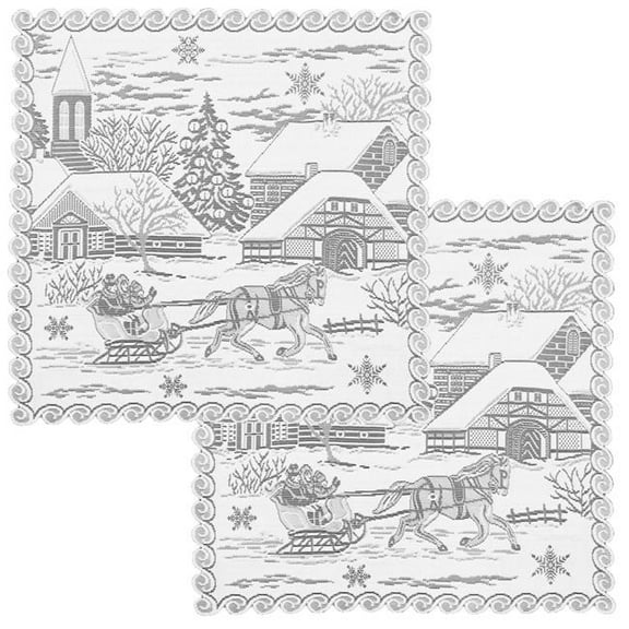 Heritage Lace SR-2020W-S 20 x 20 in. Sleigh Ride Doilies - White - Set of 2