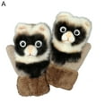 thumbnail image 6 of Women Girls Gloves Warm Soft Cute Cat Plush Convertible Flip Top Winter Fingerless Thick Mittens for Teen, 6 of 8