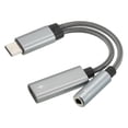 thumbnail image 1 of USB C a 3,5mm Auriculares y 60W PD Rápida Carga Adaptador 2 en 1 Tipo C a Alta-Resolución Auxiliar Micrófono Conector HiFi 24bit 96Khz para Teléfono, Gris, 1 of 4