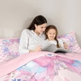 thumbnail image 4 of Homewish Kawaii Pink Monogrammed Bedding Comforter Set 7pcs for Girls, Initial A Letter Queen Bedding Sets, Dreamy Butterfly Bowknot Reversible Queen Sheet Sets, Lightweight Room Decor, 4 of 7