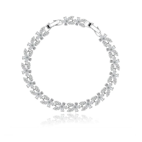 PAENENPH 14K Gold Natural Crystal Bracelet for Women,Sparkling Branch Design White Crystal Charm Bracelet,Luxury Wedding Jewelry Gift