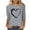 Gray, variant on ICHUANYI Womens New Trending Heart Print T-shirt 3/4 Sleeves Crew Neck Tees Shirts Casual Tops Fashion Clothing