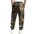 thumbnail image 5 of Havenx Mens Camo Cargo Pants Maple Leaf Print Drawstring Waist Tapered Cargo Pants with Flap Pockets Straight Wide Leg Joggers Workout Athletic Soft Lounge Fashion Clothing,Dark Green 3XL, 5 of 6
