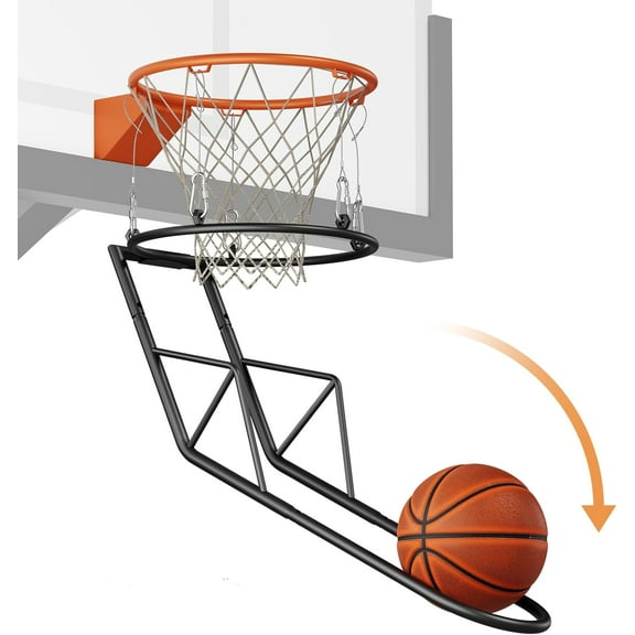 Basketball Return Attachment, Sturdy Metal Basketball Hoop Rebounder Attachment for Outdoor and Indoor Use, Basketball Hoop Accessories Ball Return, Great for Solo Play and Practice