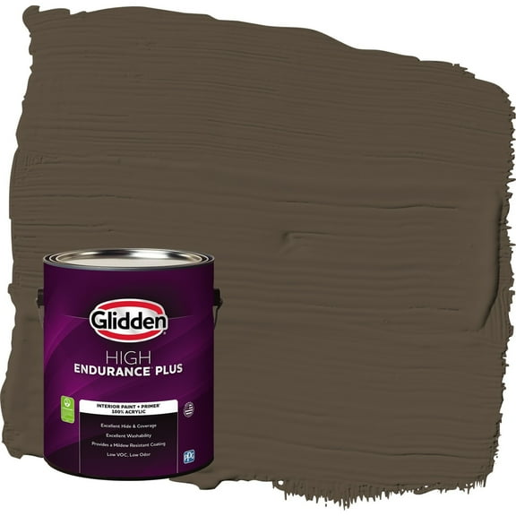 Glidden HEP Afternoon Tea / Brown Flat Interior Paint with Primer, 1 Gallon