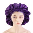 thumbnail image 3 of Flmtop Solid Color Women 2-Layer Night Sleep Bonnet Slouchy Hat Home Hair Care Cap, 3 of 7
