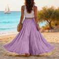 thumbnail image 4 of Women's Cotton Linen Skirt High Waist A-Line Pleated Maxi Skirts Casual Flowy Beach Vacation Skirts, XL, 4 of 5
