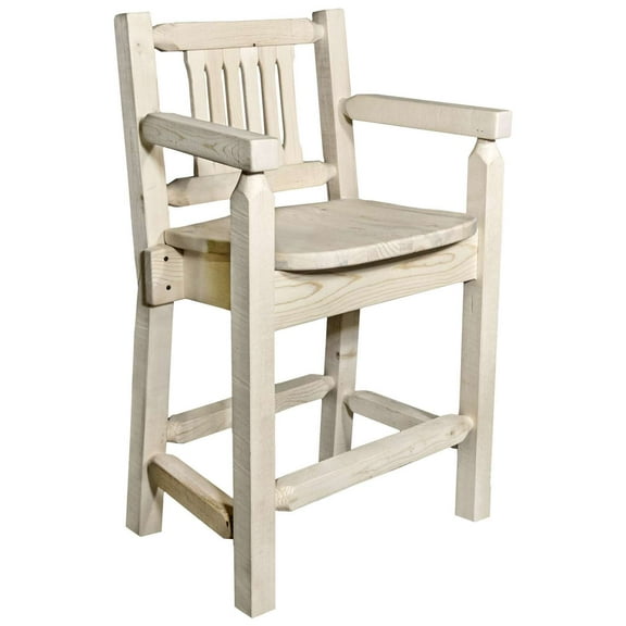 Homestead Collection Counter Height Captain's Barstool, Clear Lacquer Finish