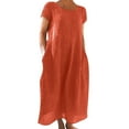 thumbnail image 1 of WILLBEST Vêtements d'Assemblage pour Femmes Robe Décontractée Unie à Manches Courtes Col Rond Ample avec Poches, 1 of 4