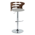thumbnail image 4 of LumiSource Chrome Metal, Walnut Wood, Grey Fabric Cosi Adjustable Barstool - Set of 2, 4 of 6
