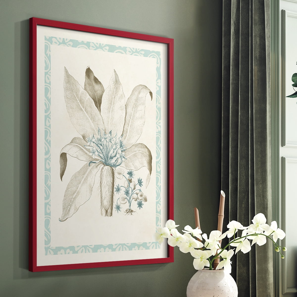 Willow Blue Besler V Framed Print - Solid Wood in Single Picture Frame Solid Wood 2 Framed Print