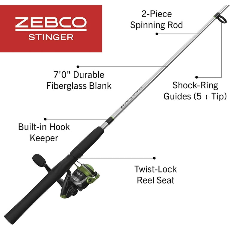 Zebco Stinger Spinning Reel and Fishing Rod Combo, 7-Foot Fishing