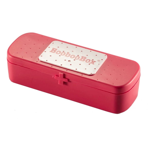 Hutzler Booboo Box, Mini First-Aid Bandage Travel Container, Red