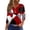 Deep Red, variant on Women's Casual V-Neck Button Down Tee with 3/4 Sleeve, Daily Weekend Fashion Basic Tunic Top, Retro Geometric Print Henley Collar Regular Fit Shirt,White S