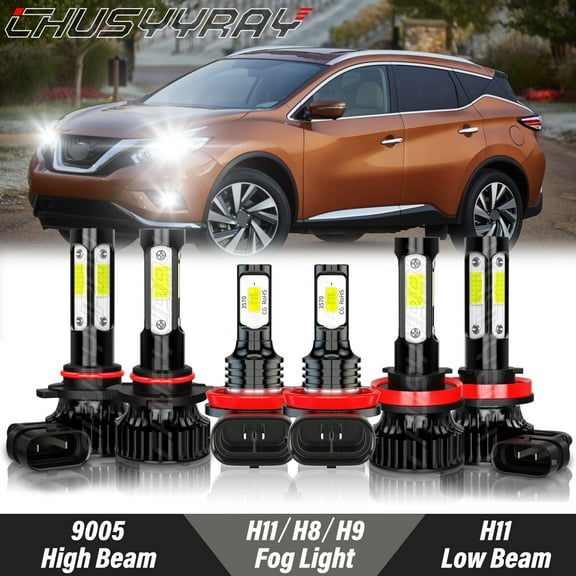 For Nissan Murano 2009-2014 LED Front Headlight High Low Beam Fog Light Bulbs Kit 6000K White 6 Pack