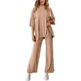 thumbnail image 3 of PRETTYGARDEN Women's 2 Piece Outfits Casual Short Sleeve Pullover Tops and Wide Leg Pants Lounge Sets Tracksuits, 3 of 8