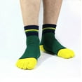 thumbnail image 6 of 6 Pack Men Combed Cotton Five Finger Toe Crew Socks Breathe Casual Sport Stripe, 6 of 12