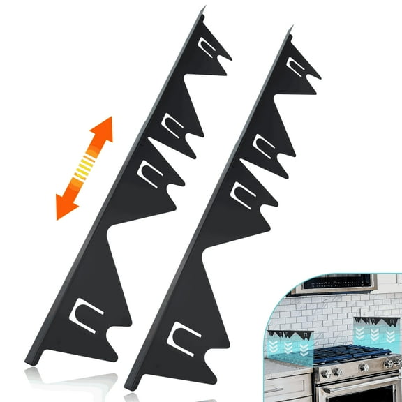 USIONE Stainless Steel Stove Gap Covers,Stove Gap Filler, Range Trim Kit, Stove Gap Guards, Heat Resistant and Easy to Clean, Easy Retractable Length 13.8" to 27.5", Width 0.79",Black(2PCS)