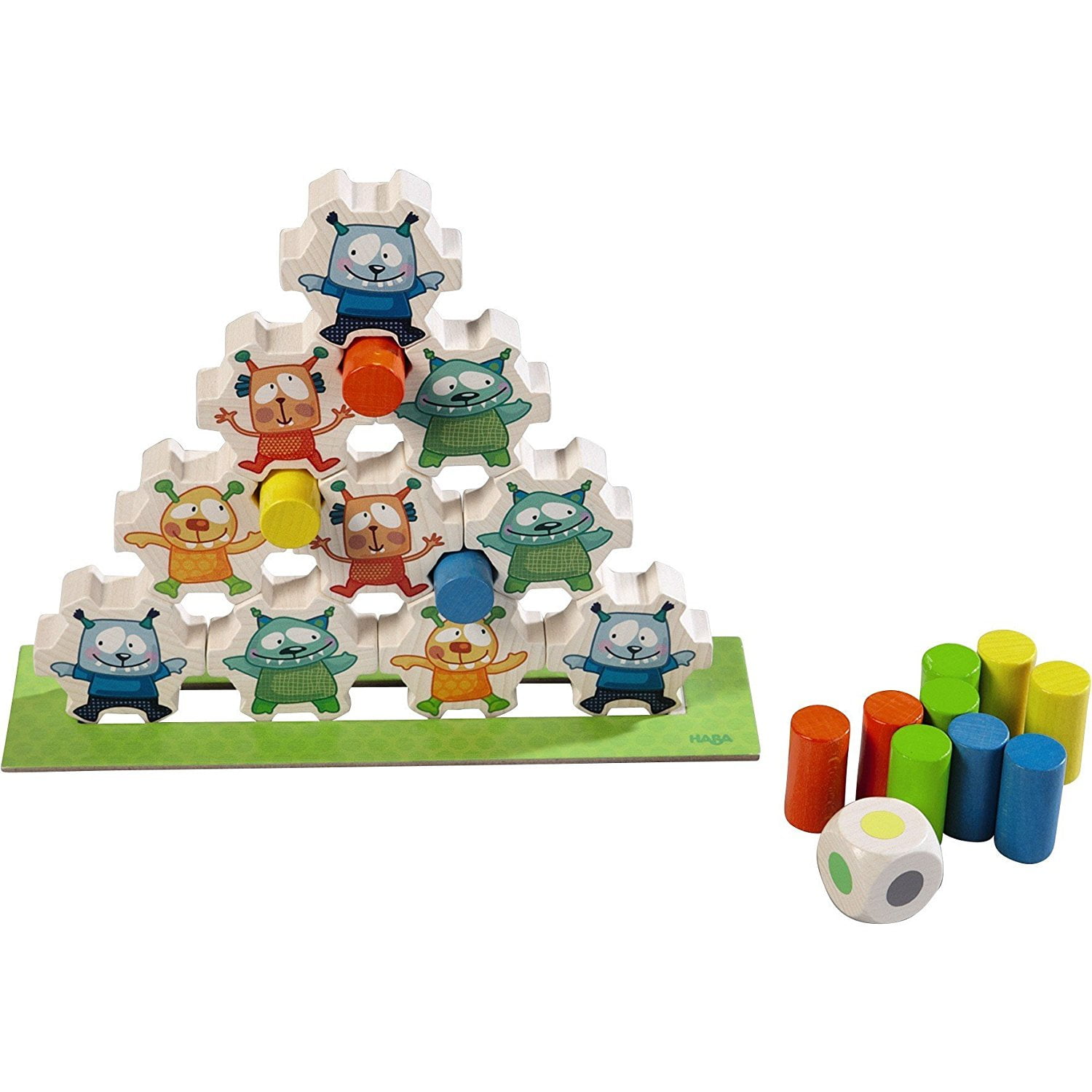 Monster Pile On Wooden Stacking Game with 5 Game Variations for Ages 2