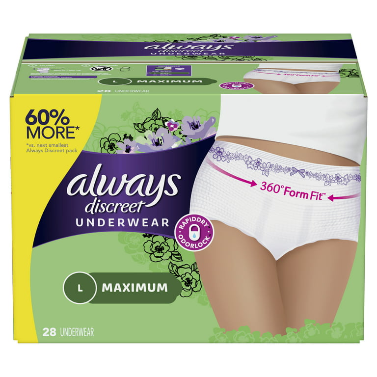 Always Discreet, Incontinence Underwear for Women, Maximum Classic Cut,  Extra-Large, 15 Count : Buy Online at Best Price in KSA - Souq is now  : Health