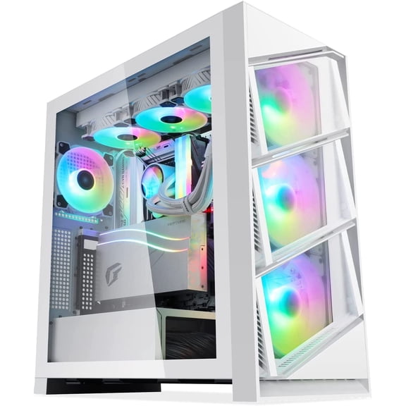 Segotep T3 White Mid-Tower ATX Gaming PC Case, Support Top & Side 360mm Radiators, GPU Snap-On Opening & Closing Front Panel, Type-C Ready, Tool-Free Disassemble (Pre-Install One ARGB & PWM Fan)
