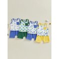 thumbnail image 3 of BemeyourBBs Toddler Boys Summer Clothes 2 Pieces Outfits Sailboat Tree Dinosaur Print Tank Top with Elastic Waist Shorts Set Toddler Boys Summer Beach Outfit, 3 of 9