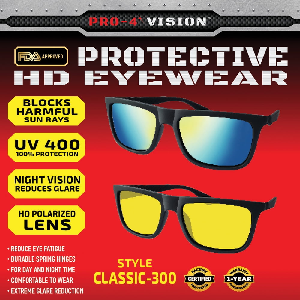 2PCS HD Night Vision Sunglasses Glasses Eyewear For Driver Men/Women Driving USA 