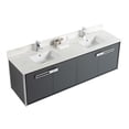 thumbnail image 4 of Fine Fixtures Oakville 72 in. W x 20 in. D x 33 in. H Wall Mounted Bathroom Vanity in Onix Grey with White Ceramic Sink - Chrome hardware, 4 of 8
