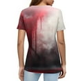 thumbnail image 4 of WTOBBY Women's Casual Short Sleeve Pullover Top with Round Neck, Featuring Bloody Halloween Print for Seasonal Fashion,Perfect for Costume Events, Soft and Stylish Apparel,Dark Gray XL, 4 of 5