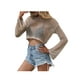 thumbnail image 3 of Txlixc Prendas de Punto de Lana para Mujer, Jersey de Punto de Manga Larga con Cuello Redondo de Malla de Color sólido para Damas, 5 Colores Txlixc Estilo de ocio, 3 of 8