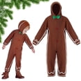 thumbnail image 3 of MIRUXO Gingerbread Man Christmas Onesie Pajamas Hooded Fleece Bow Tie Cosplay Jumpsuit Costume for Holiday Party Family Matching Sleepwear, 1 PC, 3 of 6