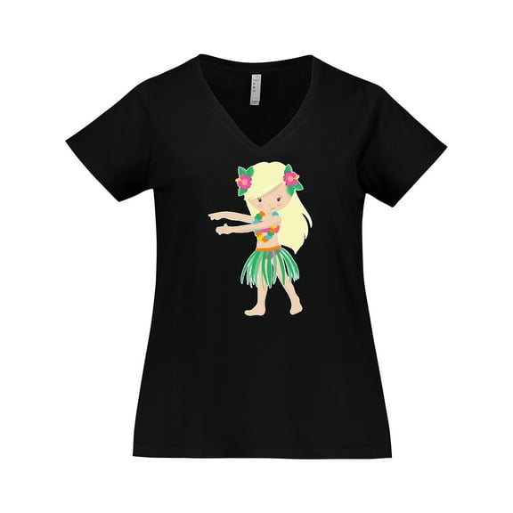 Inktastic Blonde Hula Girl Women's Plus Size V-Neck T-Shirt