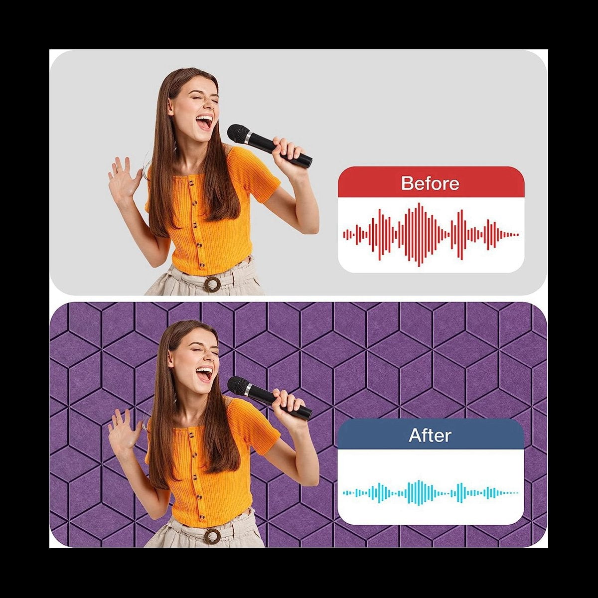12Pcs Self-Adhesive Acoustic Panel Hexagon Y-Lined Sound Proof Panel Noise Insulation High Density Fireproof Wall Panels