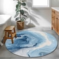 thumbnail image 3 of Small Round Rug 3Ft Washable Non-Slip, Blue Marble Circle Area Rugs for Living Room Bedroom, Summer Ocean Wave Blue Ombre Indoor Floor Mats Carpet Runner for Home Decor, 3 of 8