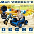 thumbnail image 3 of Ride On Excavator for Kids, 4WD Electric Excavator Toy, 12V Battery Powered Construction Truck Digger with Remote Control, Spring Suspension, MP3 Music for Kids 3-8, Blue, 3 of 7