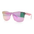thumbnail image 5 of Hipster Color Mirror Inset Shield Lens Horn Rim Retro Plastic Sunglasses Clear Pink - Pink Mirror, 5 of 7
