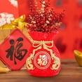 thumbnail image 6 of deevoka Chinese New Year Blessing Bag Vase - Resin Decorative Table Centerpiece for Home Red 15cm, 6 of 10