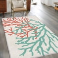 thumbnail image 2 of 2.7'x5' Area Rugs, Teal Red Coral Indoor Outdoor Area Rug for Living Room Bedroom, Summer Ocean Nautical Coastal Rustic Burlap Washable Bathroom Rugs Kitchen Floor Carpet Mats Home Decor Aesthetic, 2 of 8