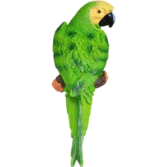 PEACNNG 2 Pieces Parrot Decor Outdoor Tiki Bar Decorations Large Realistic Parrot Statues for Outside Red Green Lifelike Bird Sculptures Garden Patio Yard Lawn Figurines