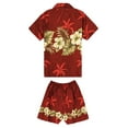 thumbnail image 3 of Made in Hawaii Luau Aloha Shirt and Shorts Boy Cabana Set Gloden Hibiscus Cross in Various Colors, 3 of 4
