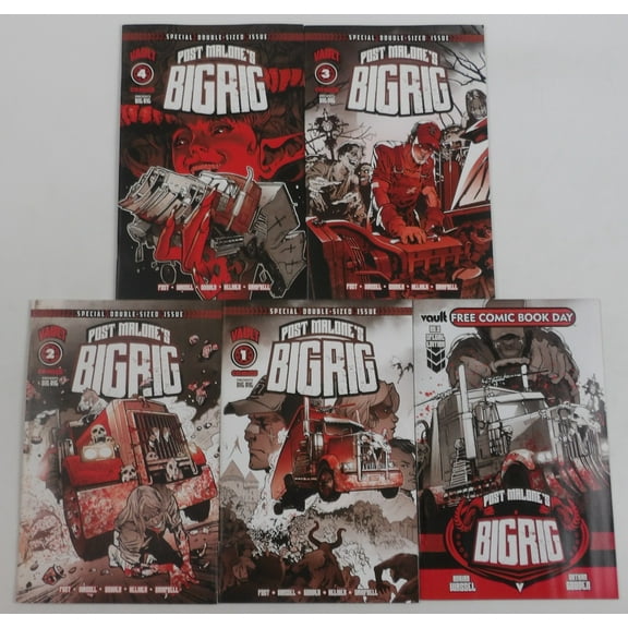 Post Malone's Big Rig #0 & 1-4 VF/NM complete series 1st Prints - FCBD ; Vault
