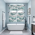 thumbnail image 3 of Teal Ombre Kitchen Curtains Sets for Windows 36 Inch Length, Modern Geometric Moire Abstract Art Rod Pocket Window Treatments Tier Curtains and Valances Set for Bedroom/Bathroom, 3 of 8