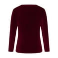 thumbnail image 5 of Velvet Tops for Women, Yigetop Velour Sweatshirt Women V Neck Long Sleeve Casual Pullover Soft Warm Shirts Velvet Tops Fall Outfits for Women 2025 Fall Shirts for Women Red M, 5 of 6