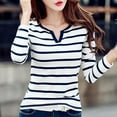 thumbnail image 2 of Kayannuo Fall Womens Shirts Long Sleeve Striped Round Neck Long Sleeve Tops Women Casual Women Plus Size Long Sleeve Linen Baggy Blouse Shirt Ladies Tunic Tops, 2 of 7